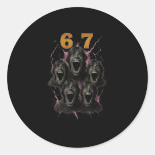 Sticker Rond 67 Six Seven Contrefaçon 6 7 Conception de Mème Dr