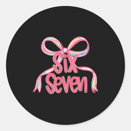 Sticker Rond 67 Six Seven Coquette Nk Bow Funny 6 7 Meme Girls  (Devant)