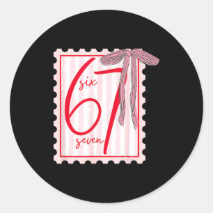 Sticker Rond 67 Six Seven Coquette Nk Nœud Drôle 6 7 Meme Fille