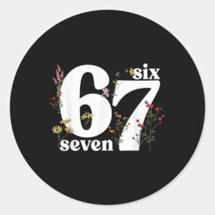 Sticker Rond 67 Six Seven Floral Esthétique Numéro Drôle Six Se