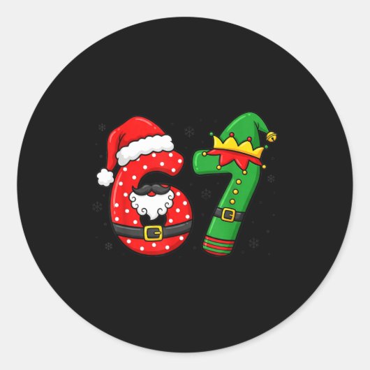 Sticker Rond 67 Six Seven Funny Christmas 6 7 Meme Xmas Boys Gi (Devant)