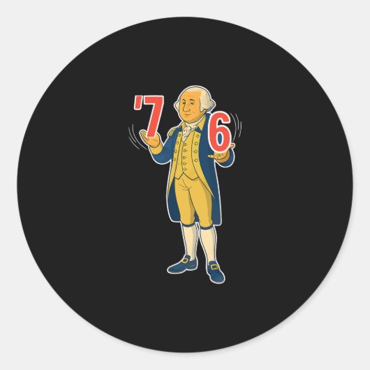 Sticker Rond 67 Six Seven Funny George Washington Meme (Devant)