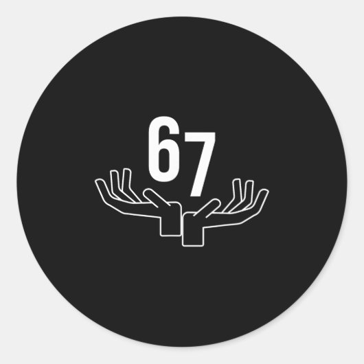 Sticker Rond 67 Six Seven Hand Gesture Meme  (Devant)