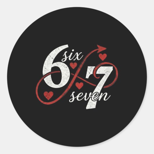 Sticker Rond 67 Six Seven Infini Heart Loop Valentin 6 7 Mem (Devant)