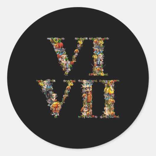 Sticker Rond 67 Six Seven Italian Brainrot Chiffre Romain Mème (Devant)