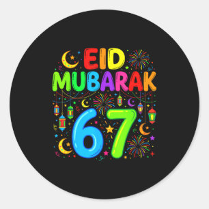 Sticker Rond 67 six seven joyeux eid mubarak enfants eid al