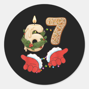 Sticker Rond 67 Six Seven Mème Bougie de Noël Gingerbread Gen