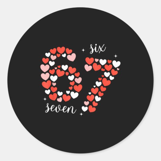 Sticker Rond 67 Six Seven Meme Heart Matching Couples Valentine (Devant)
