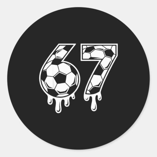 Sticker Rond 67 Soccer Ice Cream Drip Gen Alpha Six Seven Meme (Devant)