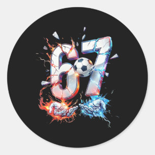 Sticker Rond 67 Soccer Six Seven Soccer 6 7 Enfants Garçons Fil
