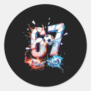 Sticker Rond 67 Soccer Six Seven Soccer 6 7 Enfants Garçons Fil