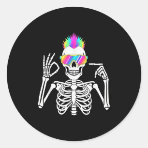 Sticker Rond 67 squelette Gen Alpha drôle Six Sept Halloween Me