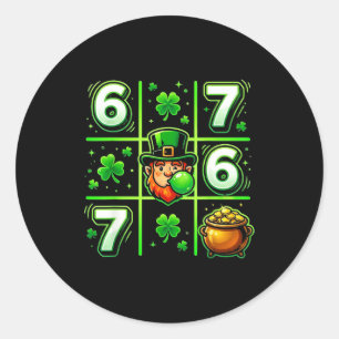 Sticker Rond 67 st patrick 6 7 tic tac toe six seven 6-7 mème