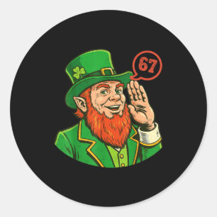 Sticker Rond 67 St Patricks Drôle Six Seven Meme Lutins Garçon