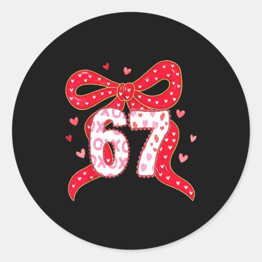 Sticker Rond 67 Valentine Vibes Coquette Bow Girl  (Devant)