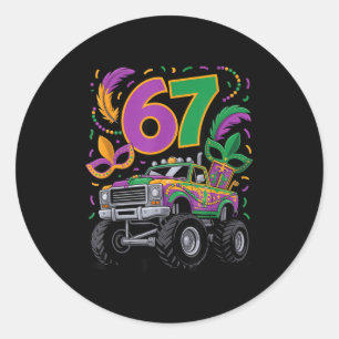 Sticker Rond 67 Véhicule Monstre Mardi Gras Carnaval Design