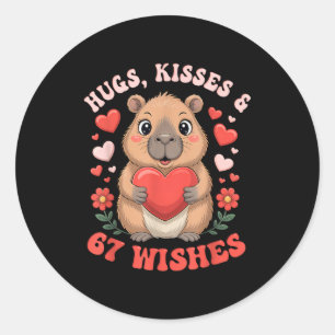 Sticker Rond 67 Vœux de capybara pour la Saint-Valentin Cute Me