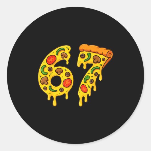 Sticker Rond 67 Zza Meme Funny Six Seven Gen Alpha Slang Kids D (Devant)