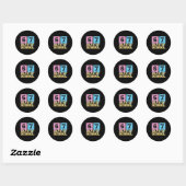 Sticker Rond 67e jour de l'école éléments chimiques enseignant (Feuille)