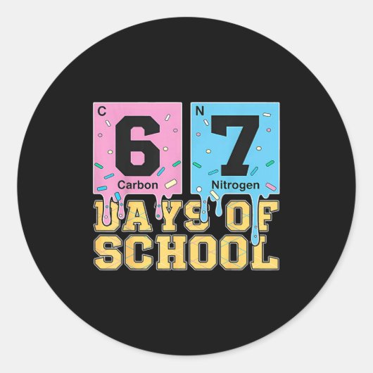 Sticker Rond 67e jour de l'école éléments chimiques enseignant (Devant)