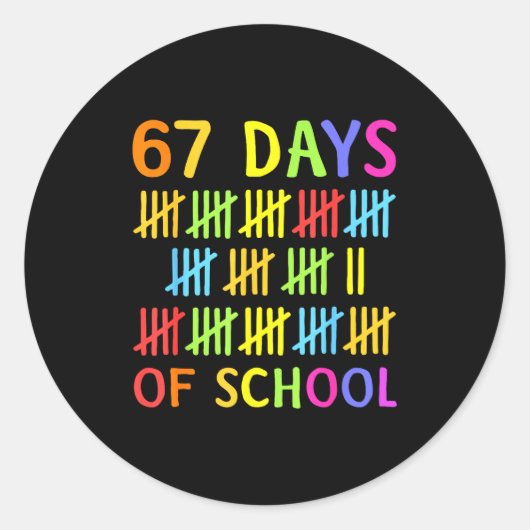 Sticker Rond 67e jour d'école enseignant enfants 67 maths nombr (Devant)