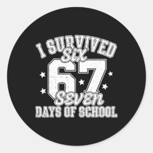 Sticker Rond 67e jour d'école enseignant enfants 67 mème enseig