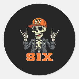 Sticker Rond 67endy squelette – 67 Six Seven Halloween 6 manche