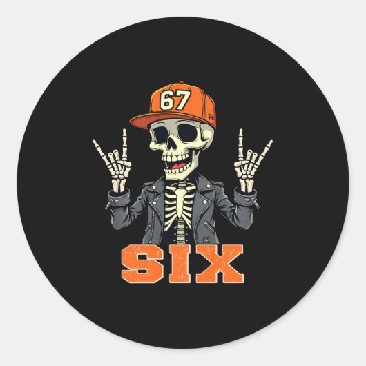 Sticker Rond 67endy squelette – 67 Six Seven Halloween 6 manche (Devant)