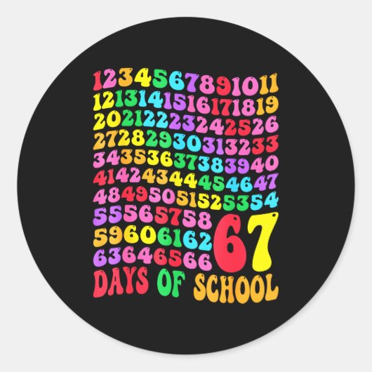 Sticker Rond 67th Day Of School Teacher Kids 67 Math Numbers 10 (Devant)