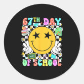 Sticker Rond 67th Day Of School Teacher Kids 67 Smile Face 100t (Devant)
