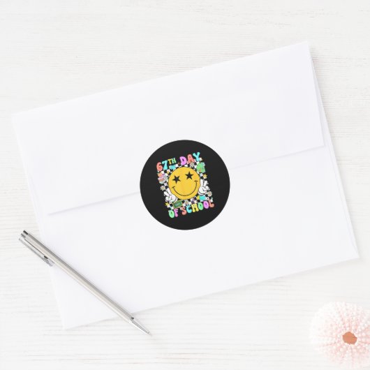 Sticker Rond 67th Day Of School Teacher Kids 67 Smile Face 100t (Enveloppe)