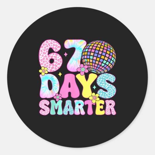 Sticker Rond 67th Days Smarter Smile Face 67 Days School Teache (Devant)