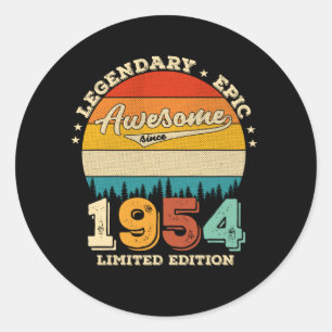 Sticker Rond 68 Ans Awesome depuis 1954 68e Anniversaire Cadeau