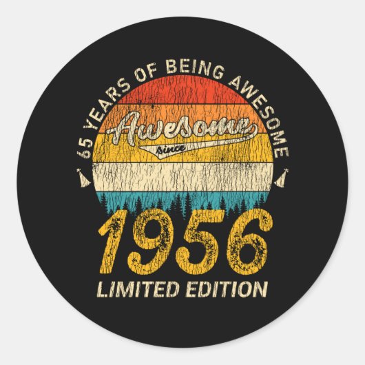 Sticker Rond 69 Ans 1956 Retro Awesome 69e anniversaire Cadeau (Devant)
