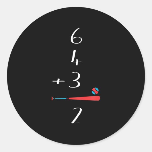 Sticker Rond 6 4 3 2 Jouer Double Baseball (Devant)