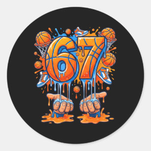 Sticker Rond 6 7 67 Basball Six Seven Drôle Graphique Ns Jeunes
