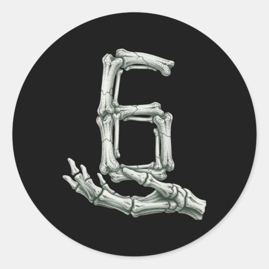Sticker Rond 6 7 Halloween Skeleton Funny 67 Meme Gen Alpha Six (Devant)