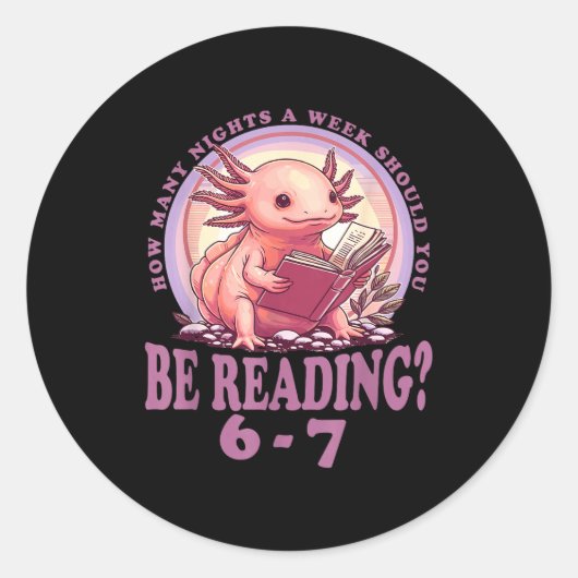 Sticker Rond 6 7 Meme Englieacher Funny 67 Reading Axolotl (Devant)