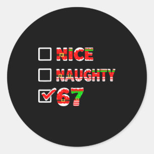 Sticker Rond 6-7 Mème gentil méchant 67 drôle de liste de Noël 