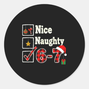 Sticker Rond 6-7 Mème Gentil Vilain 67 Noël Brain Rot Drôle