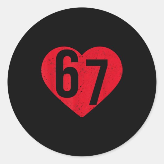 Sticker Rond 6 7 Meme Heart Gen Alpha Six Seven 67 Valentines B (Devant)