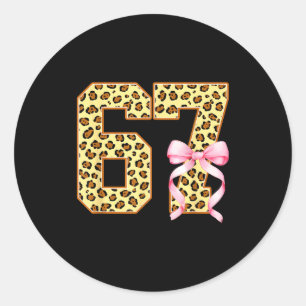 Sticker Rond 6-7 Mème Léopard Guépard Cool Six-sept Drôle 67 G