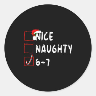 Sticker Rond 6-7 Mème Nice Naughty 67 Noël Drôle Graphique 