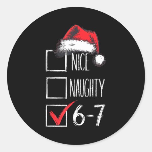 Sticker Rond 6-7 Nice Naughty 67 Christmas (Devant)