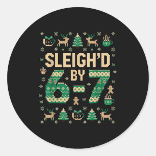 Sticker Rond 6-7 Noël Sweat Ugly Christmas Six Seven Xmas 67 Me