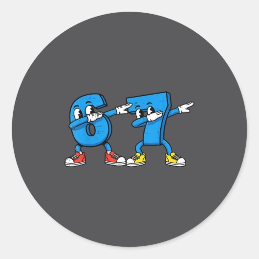 Sticker Rond 6 7 Numéros de Meme Dab (Devant)