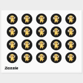 Sticker Rond 6 7 Prof de maths Chien Retriever doré (Feuille)