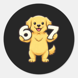 Sticker Rond 6 7 Prof de maths Chien Retriever doré