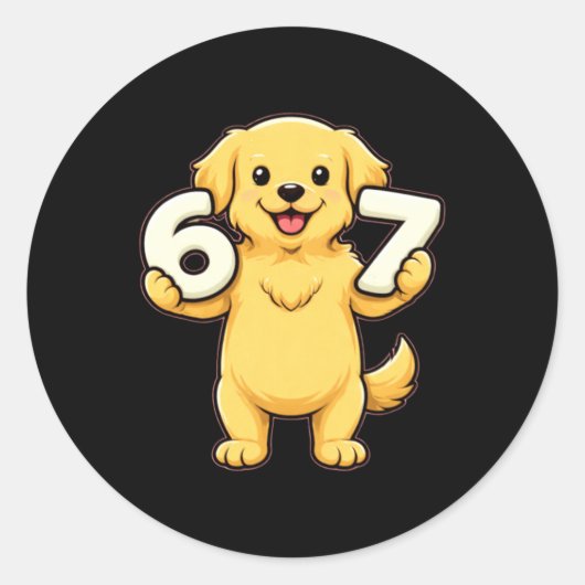 Sticker Rond 6 7 Prof de maths Chien Retriever doré (Devant)