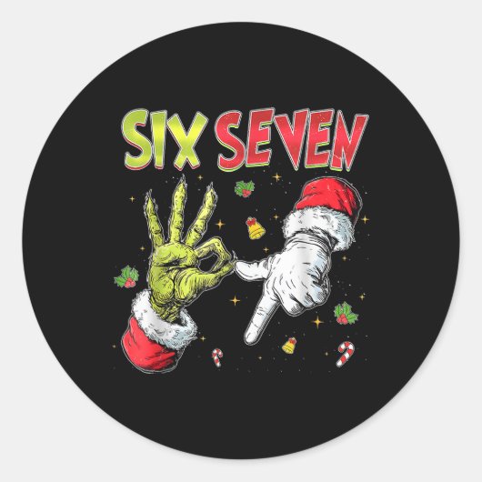 Sticker Rond 6 7 Six Seven Main Génération Z Alpha Argot Meme N (Devant)